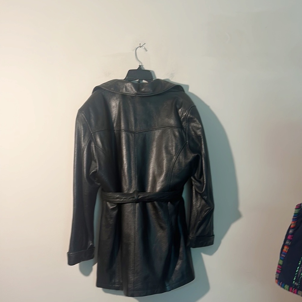 VINTAGE Wilson’s Leather Black Button tie coat jacket women size Large - Picture 3 of 7